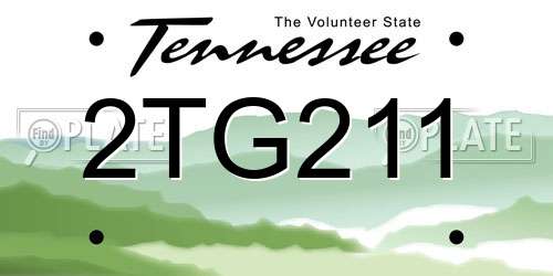2TG211 Tennessee License Plate