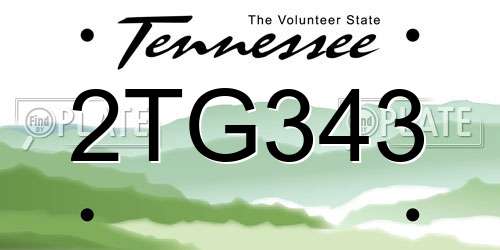 2TG343 Tennessee License Plate