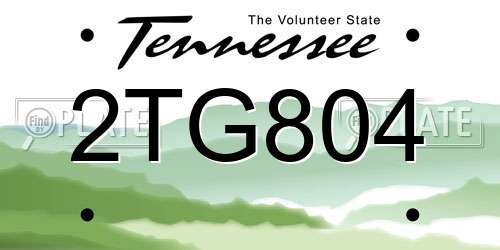 2TG804 Tennessee License Plate