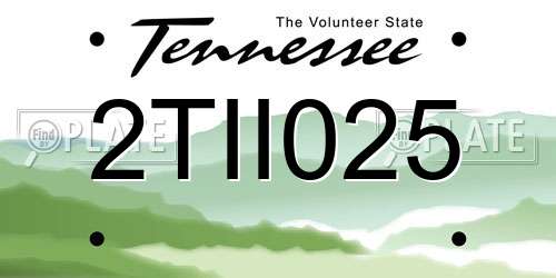 2TII025 Tennessee License Plate