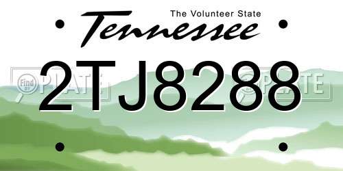 2TJ8288 Tennessee License Plate