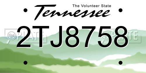 2TJ8758 Tennessee License Plate