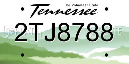 2TJ8788 Tennessee License Plate
