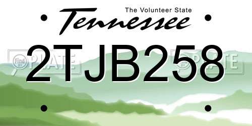 2TJB258 Tennessee License Plate