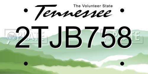 2TJB758 Tennessee License Plate