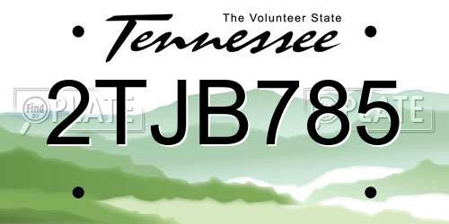 2TJB785 Tennessee License Plate