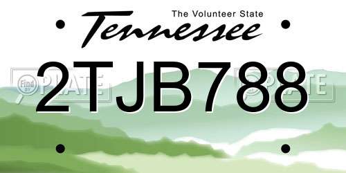 2TJB788 Tennessee License Plate