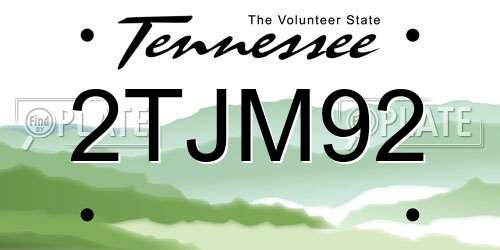 2TJM92 Tennessee License Plate