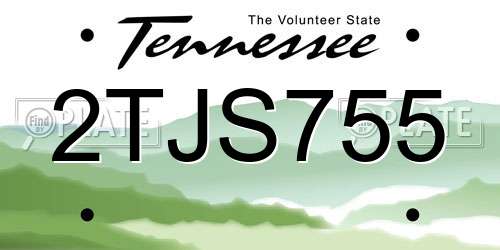 2TJS755 Tennessee License Plate