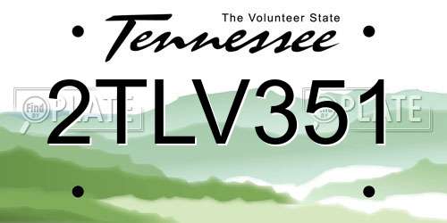 2TLV351 Tennessee License Plate