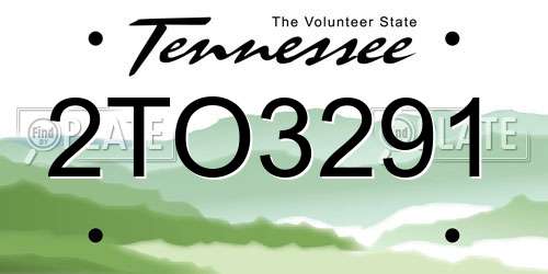 2TO3291 Tennessee License Plate