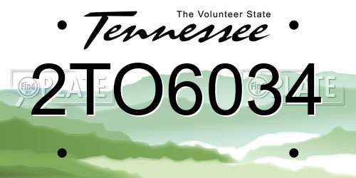 2TO6034 Tennessee License Plate