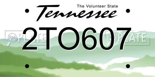 2TO607 Tennessee License Plate