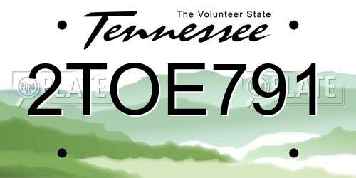2TOE791 Tennessee License Plate