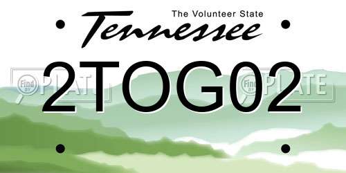 2TOG02 Tennessee License Plate