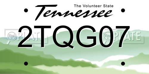 2TQG07 Tennessee License Plate
