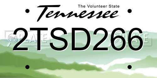 2TSD266 Tennessee License Plate