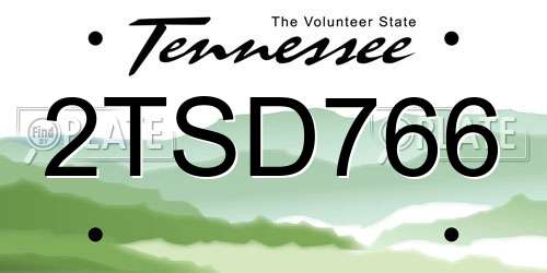 2TSD766 Tennessee License Plate