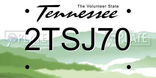 2TSJ70 Tennessee License Plate
