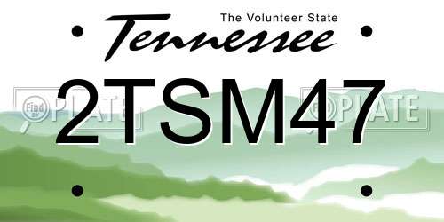 2TSM47 Tennessee License Plate
