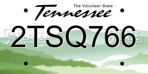 2TSQ766 Tennessee License Plate