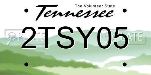 2TSY05 Tennessee License Plate