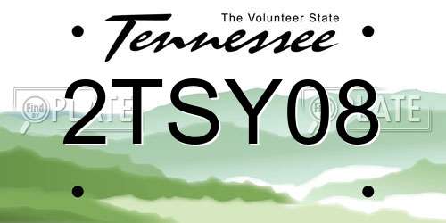 2TSY08 Tennessee License Plate