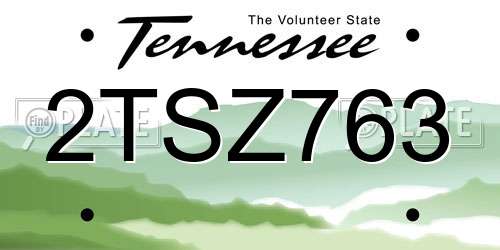 2TSZ763 Tennessee License Plate