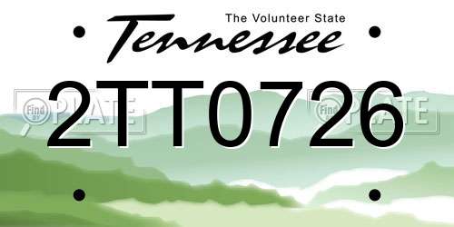 2TT0726 Tennessee License Plate