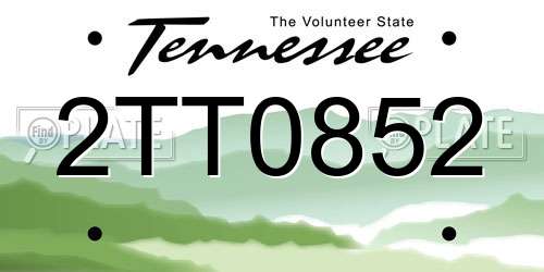 2TT0852 Tennessee License Plate