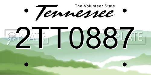 2TT0887 Tennessee License Plate