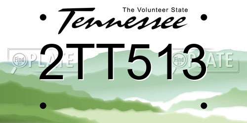 2TT513 Tennessee License Plate
