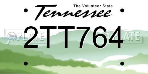 2TT764 Tennessee License Plate