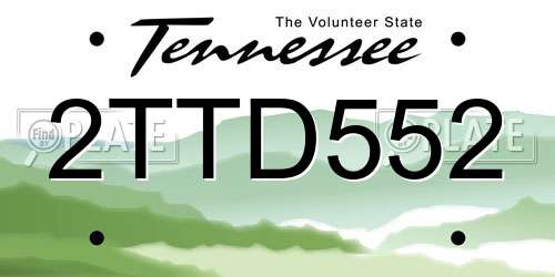 2TTD552 Tennessee License Plate