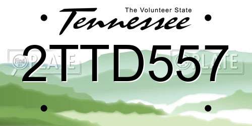 2TTD557 Tennessee License Plate