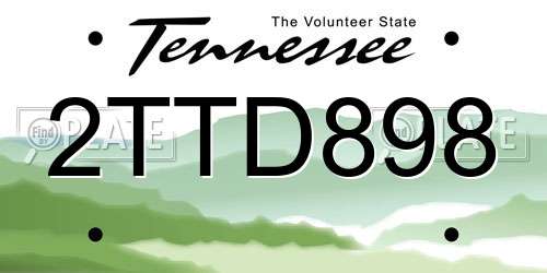 2TTD898 Tennessee License Plate