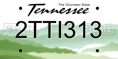 2TTI313 Tennessee License Plate