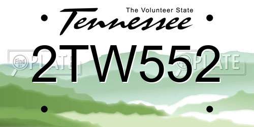 2TW552 Tennessee License Plate