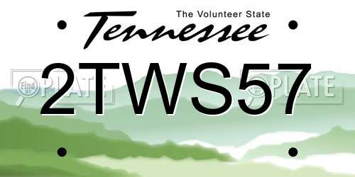 2TWS57 Tennessee License Plate