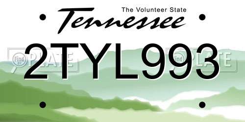 2TYL993 Tennessee License Plate