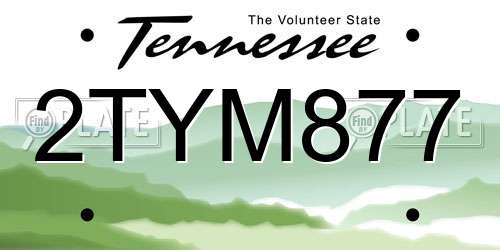 2TYM877 Tennessee License Plate