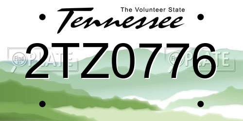 2TZ0776 Tennessee License Plate