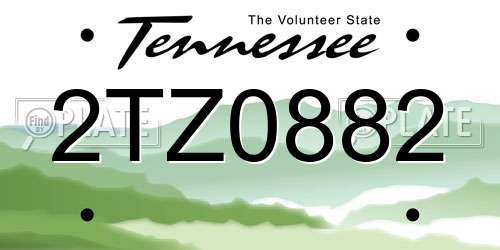2TZ0882 Tennessee License Plate