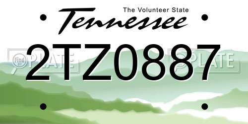 2TZ0887 Tennessee License Plate
