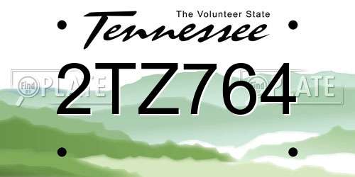 2TZ764 Tennessee License Plate