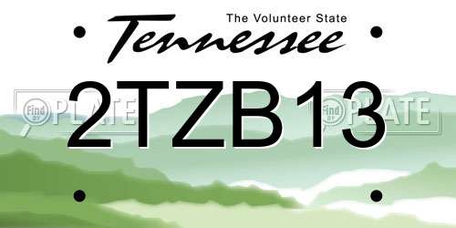 2TZB13 Tennessee License Plate