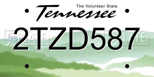2TZD587 Tennessee License Plate