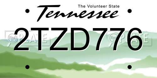 2TZD776 Tennessee License Plate