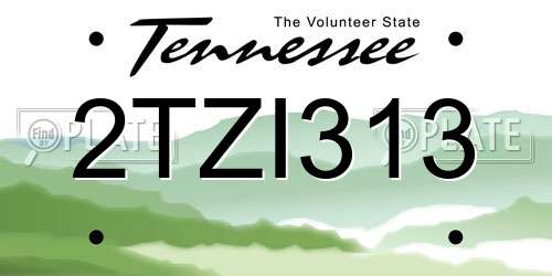 2TZI313 Tennessee License Plate