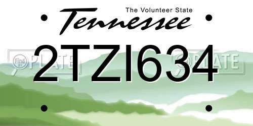 2TZI634 Tennessee License Plate